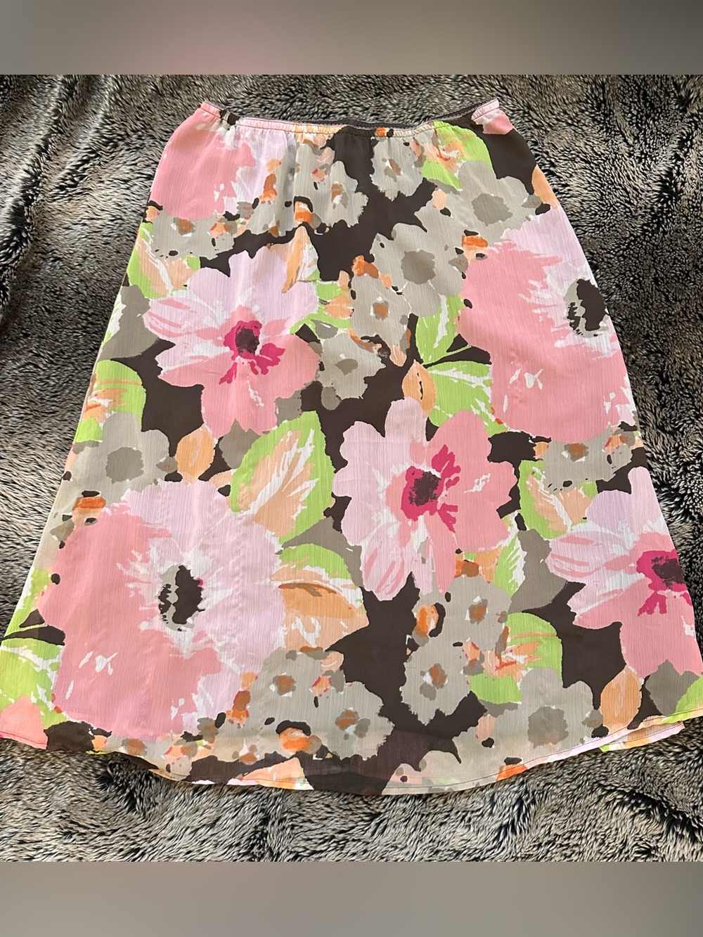 Floral Pink and Brown Maxi Skirt